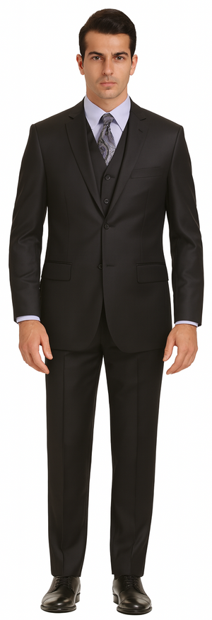 Vitali Brand Suits - Men's Charcoal  Regular Fit Vested Suit