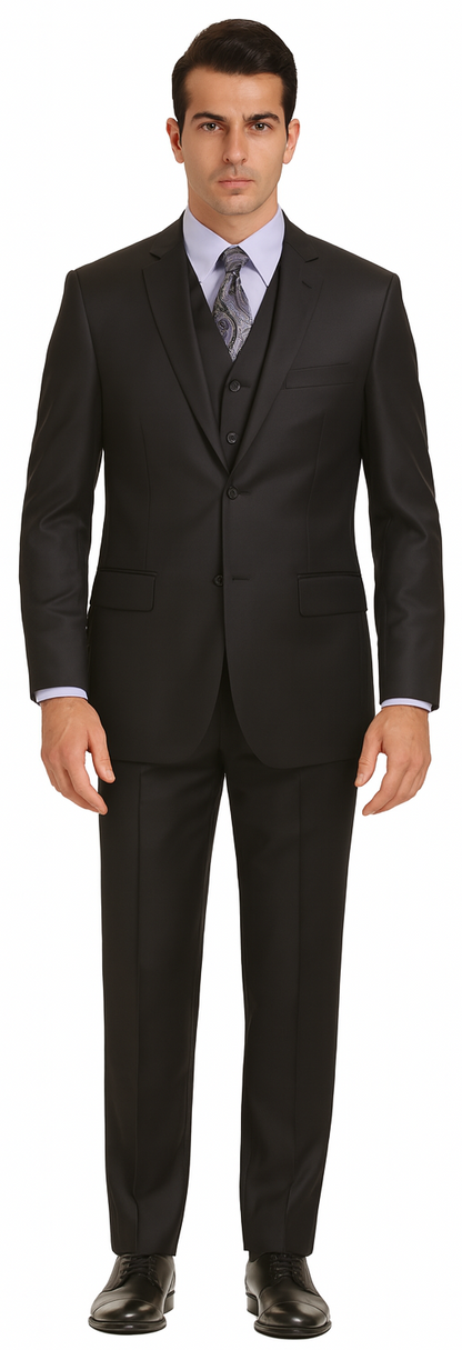 Vitali Brand Suits - Men's Charcoal  Regular Fit Vested Suit