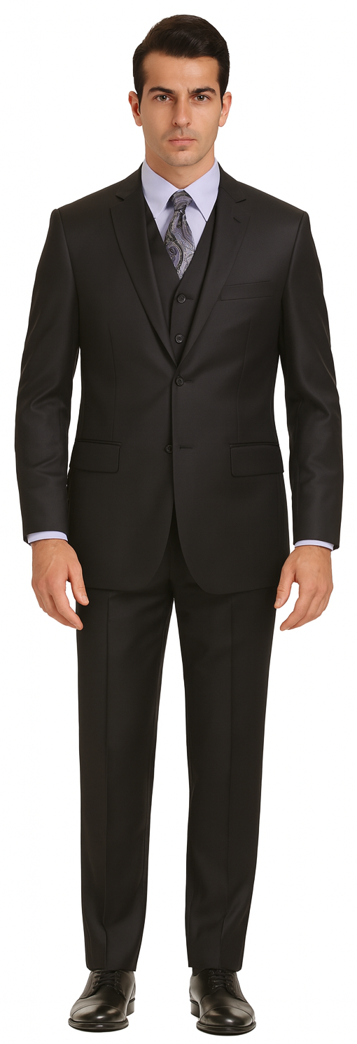 Vitali Brand Suits - Men's Charcoal  Regular Fit Vested Suit