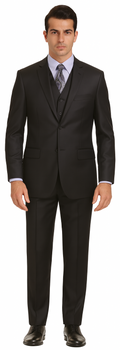 Vitali Brand Suits - Men's Charcoal  Regular Fit Vested Suit