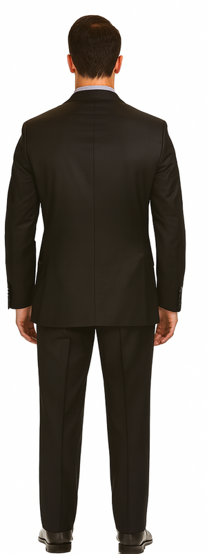 Vitali Brand Suits - Men's Black Ultra fine Super fine poly blend Vested Suit