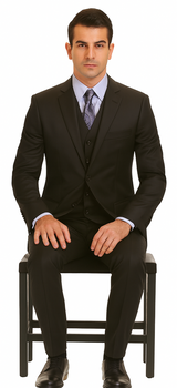 Vitali Brand Suits - Men's Charcoal  Regular Fit Vested Suit