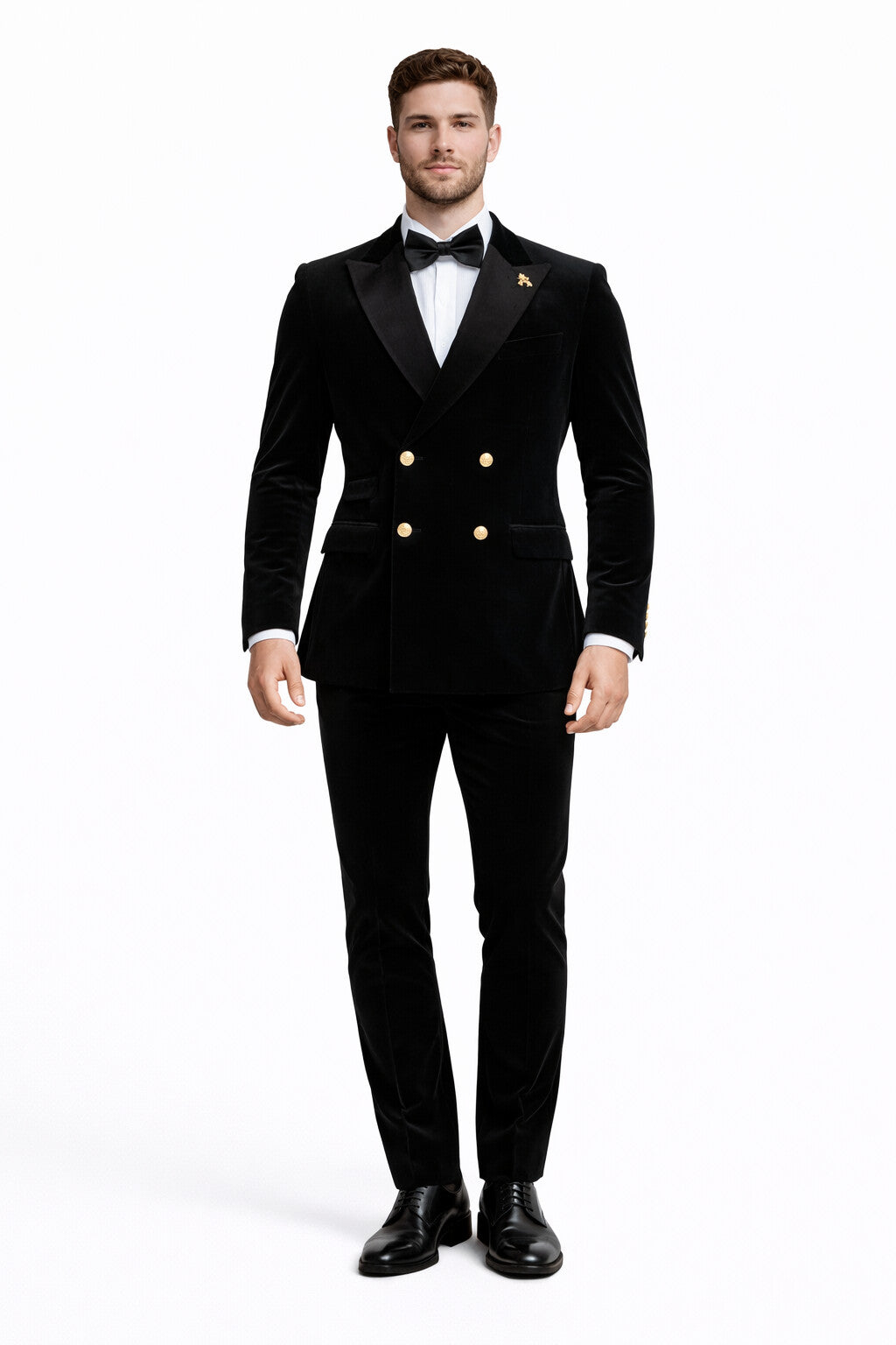 Mens Velvet Suit - Slim Fit Double Breasted Suit Blazer and Pants - Green