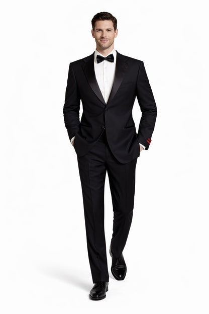 Black 2 Button Wool Tuxedo Without Pleat Flat Front Pants - Image 4