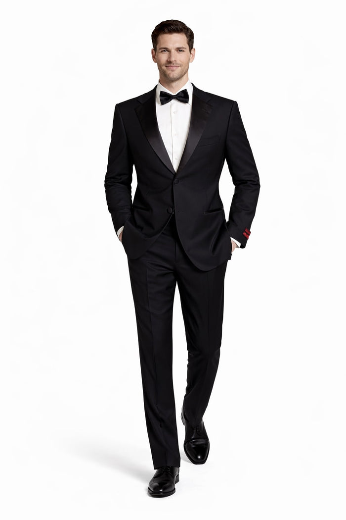 Black 2 Button Wool Tuxedo Without Pleat Flat Front Pants - Image 4