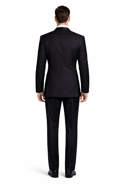 Black 2 Button Wool Tuxedo Without Pleat Flat Front Pants - Image 2