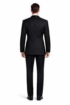 Black 2 Button Wool Tuxedo Without Pleat Flat Front Pants - Image 2