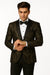 Men'S Black/Gold Polyester Slim Fit Blazer