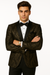 Men'S Black/Gold Polyester Slim Fit Blazer