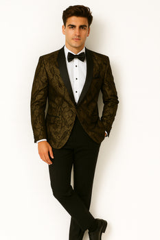 Men'S Black/Gold Polyester Slim Fit Blazer - Image 6