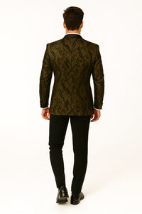 Men'S Black/Gold Polyester Slim Fit Blazer - Image 2