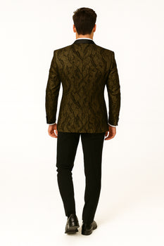 Men'S Black/Gold Polyester Slim Fit Blazer - Image 2
