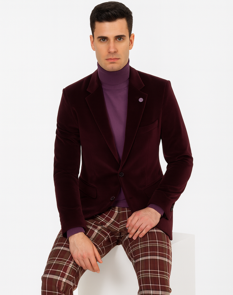 Mens Blazer Burgundy - Image 4