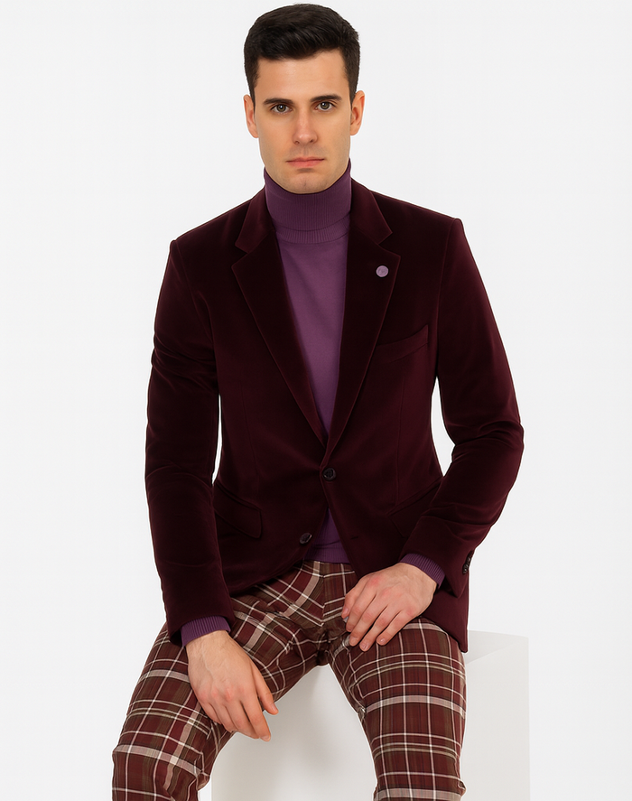 Mens Blazer Burgundy - Image 4