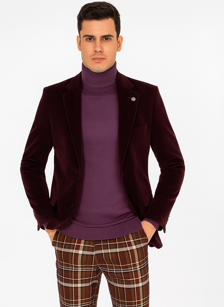 Mens Blazer Burgundy - Image 7