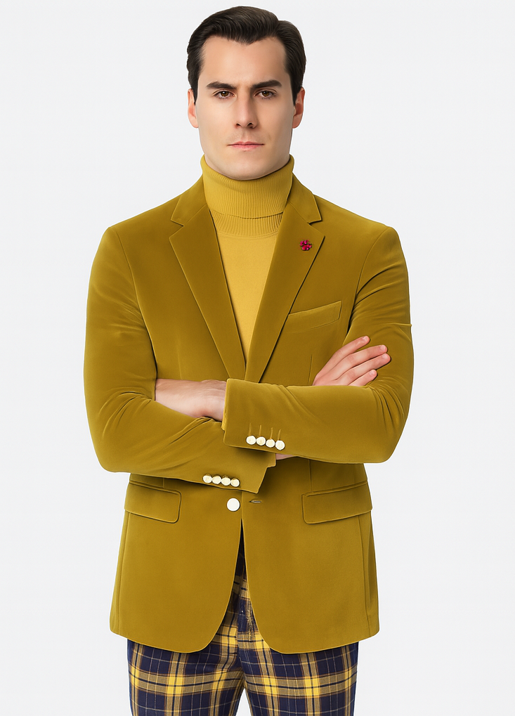 Mens Blazer Mustard - Image 2