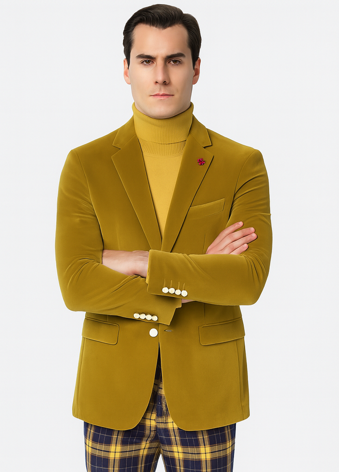 Mens Blazer Mustard - Image 2