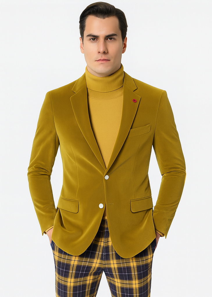Mens Blazer Mustard - Image 7