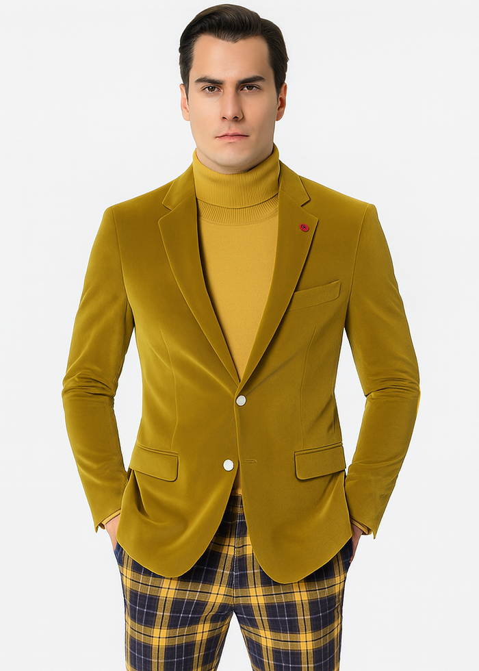 Mens Blazer Mustard - Image 7