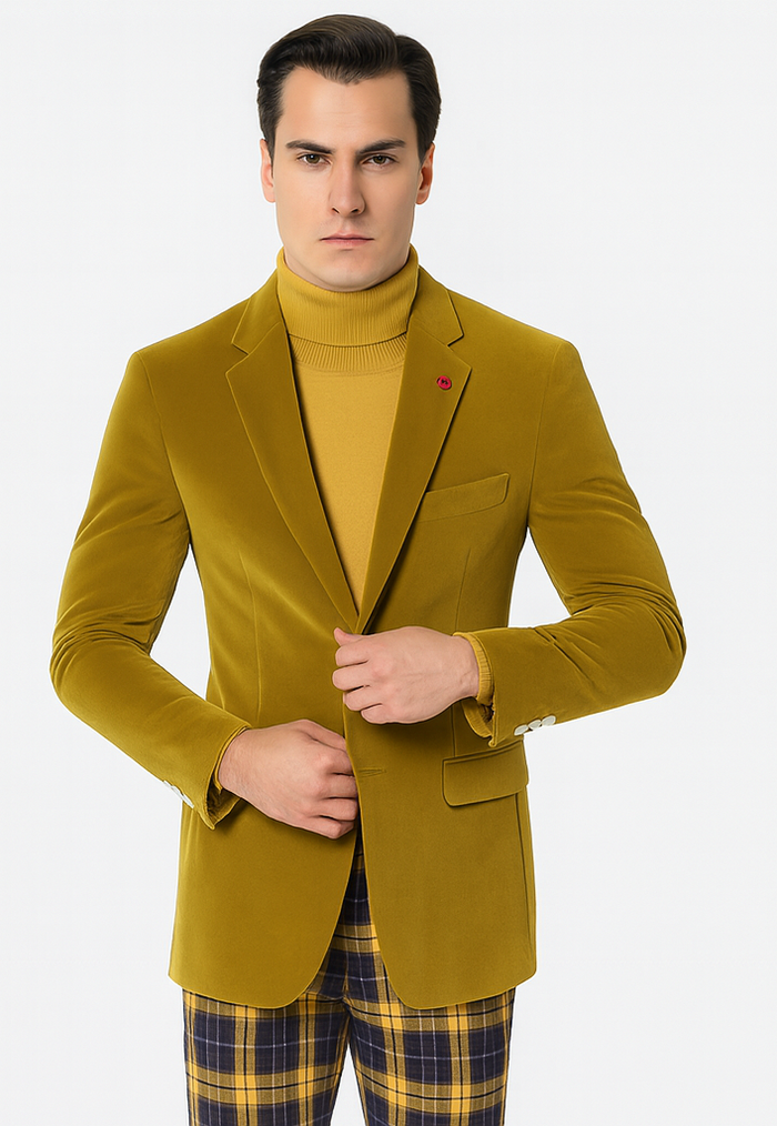 Mens Blazer Mustard - Image 8