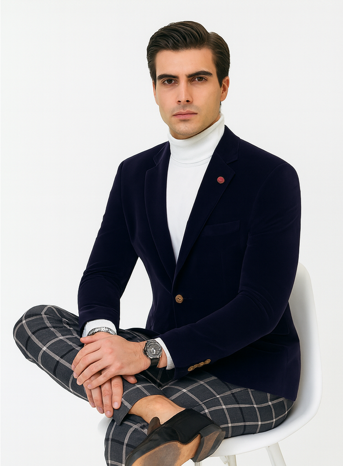 Mens Blazer Navy - Image 4