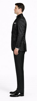 Mens Blazer - Paisley Sport Coat - Black Prom Tuxedo Dinner Jacket Blazer - Image 3