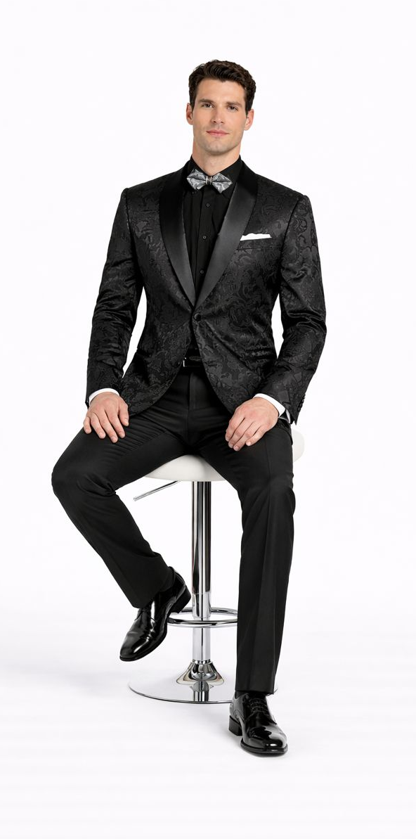 Mens Blazer - Paisley Sport Coat - Black Prom Tuxedo Dinner Jacket Blazer - Image 4
