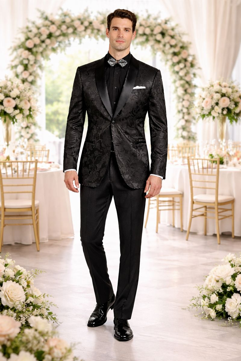 Mens Blazer - Paisley Sport Coat - Black Prom Tuxedo Dinner Jacket Blazer - Image 5