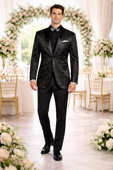 Mens Blazer - Paisley Sport Coat - Black Prom Tuxedo Dinner Jacket Blazer - Image 5