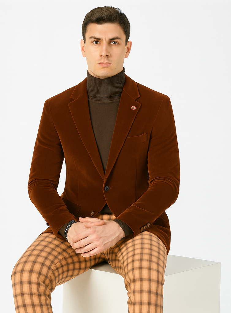 Mens Blazer Rust - Image 4