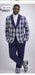 Mens Blue and White - Royal Plaid Tuxedo Suit Set – Checkered Prom Suit with Navy Pants Christmas Holiday New Year Jacket
