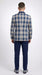 Mens Blue and White - Royal Plaid Tuxedo Suit Set – Checkered Prom Suit with Navy Pants Christmas Holiday New Year Jacket