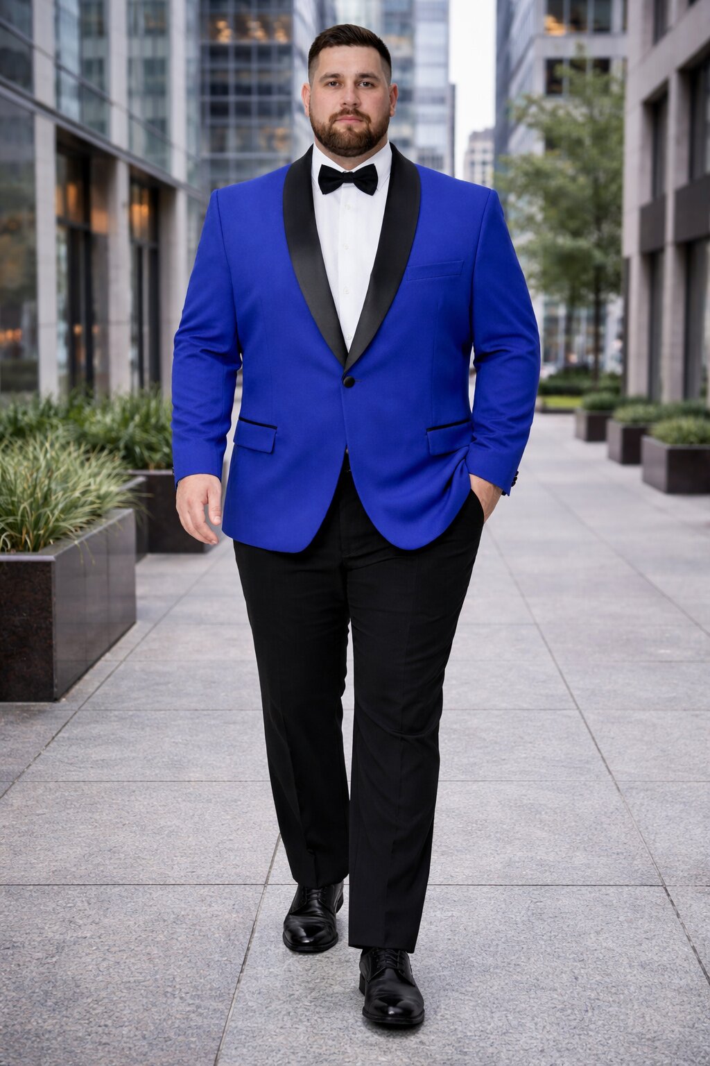 Mens Big and Tall Blazer - Blue Plus Size Tuxedo Jacket - Image 7