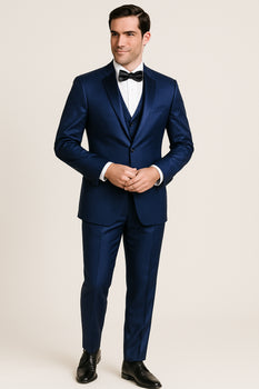 Mens Modern Fit Shiny Sharkskin Suit in Purple