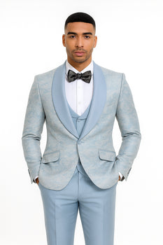 2025 Prom Special Blue Tuxedo Suit w/ Double-Breasted Vest by Tazzio - Image 2