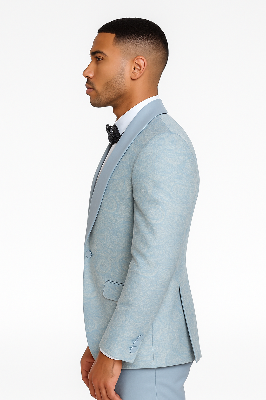 2025 Prom Special Blue Tuxedo Suit w/ Double-Breasted Vest by Tazzio - Image 4