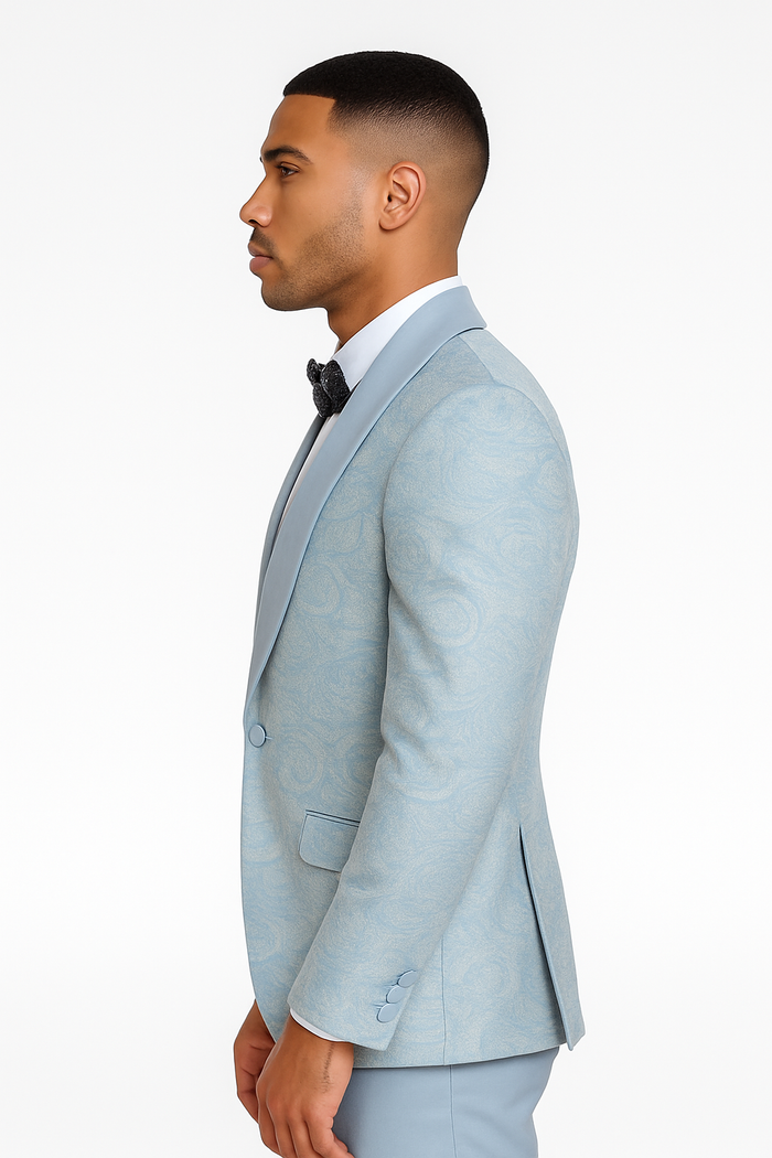 2025 Prom Special Blue Tuxedo Suit w/ Double-Breasted Vest by Tazzio - Image 4