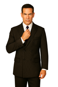 1920s Gangster Custom - Black Bold Gangster Pinstripe Suit