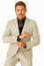 Mens Bone Slim Fit Faux Leather Suit – 1 Button Notch Lapel