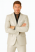 Mens Bone Slim Fit Faux Leather Suit – 1 Button Notch Lapel