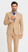 Mens "Bronze - Tan Pinstripe - Camel" Double Breasted Pinstripe Suit - Flat Front Pant