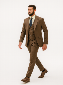 Men’s Classic Brown Three-Piece Suit – Business & Wedding Wear