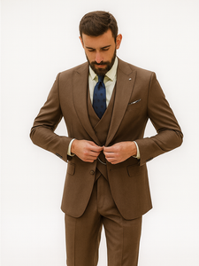 Men’s Classic Brown Three-Piece Suit – Business & Wedding Wear