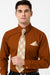 Brown Pin Collar Dress Shirt With Collar Bar