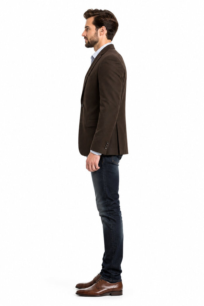 Men’s Brown 2 Button Dress Casual Blazer with Notch Lapel, Fashion Sport Coat