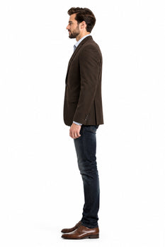 Men’s Brown 2 Button Dress Casual Blazer with Notch Lapel, Fashion Sport Coat