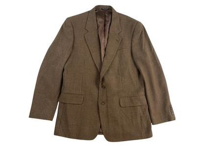 Mens Brown Houndstooth Blazer – Classic British Style 2 Button Checkered Texture Sport Coat for Fall, Winter Khaki Tan