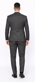 Men's Brown Plaid Slim Fit Suit by Rossiman Rossi – Peak Lapel Jacket & Tapered Pants - Image 2