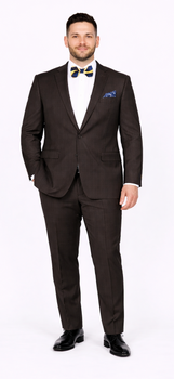 Men's Brown Plaid Slim Fit Suit by Rossiman Rossi – Peak Lapel Jacket & Tapered Pants - Image 8