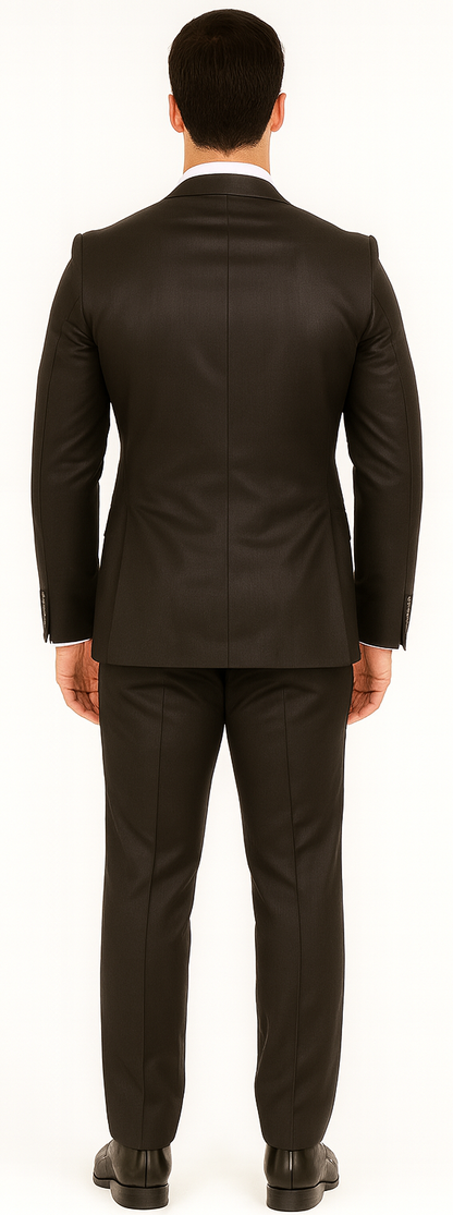 Vitali Brand Suits - Men's  Brown Slim Fit Sharkskin Shiny Vested 3 Piece Suit